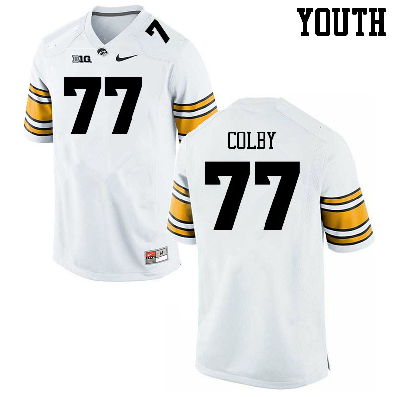Youth #77 Connor Colby Iowa Hawkeyes College Football Jerseys Sale-White
